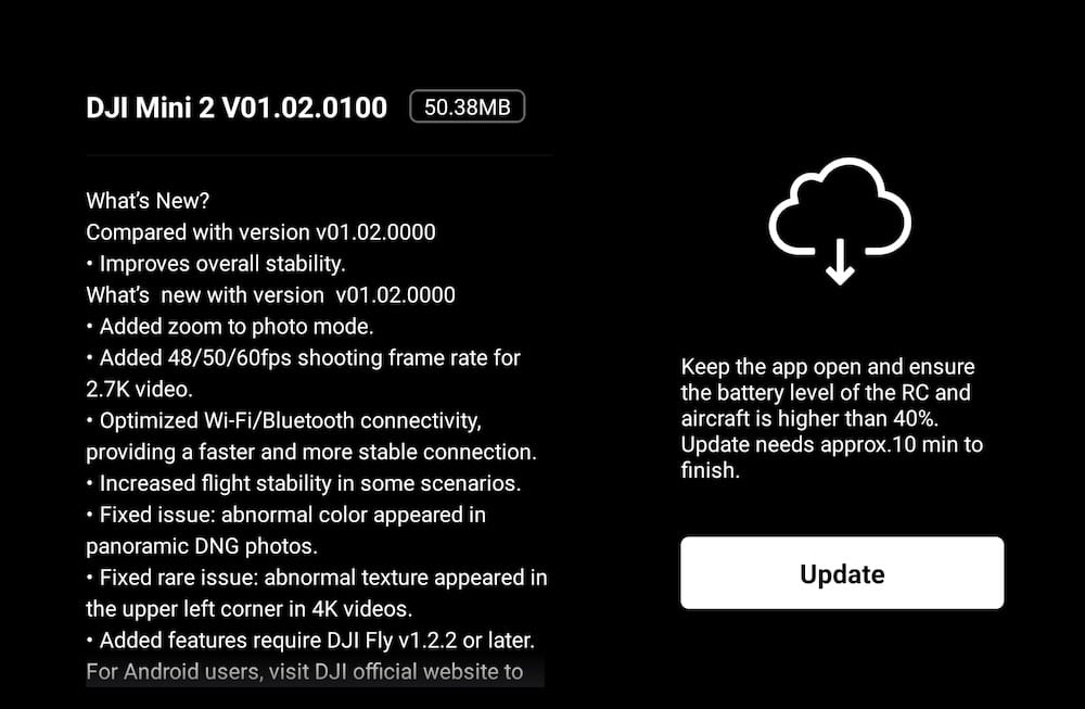 dji mini 2 gets significant firmware update